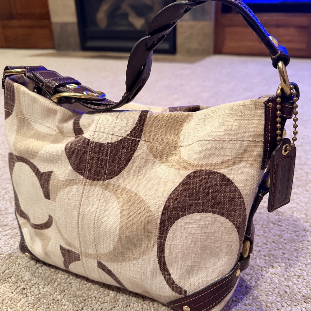 Fun canvas + leather Coach purse